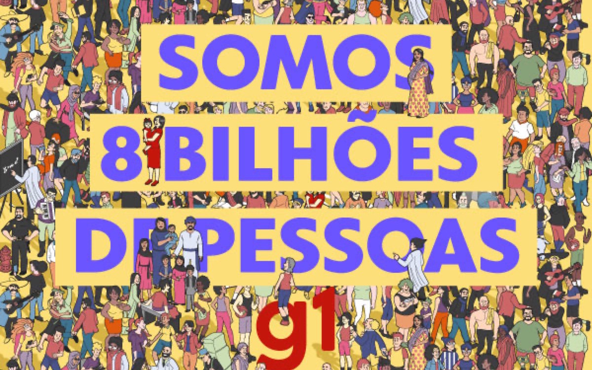 Capa ilustrada do especial 8 bilhões de pessoas, do g1